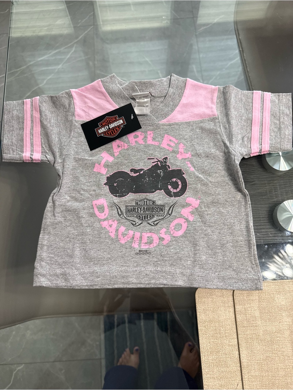 Harley-Davidson Gray & Pink Kids Motorcycle Tee